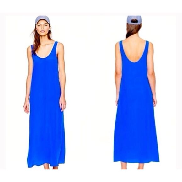 J.Crew Silk Crepe Maxidress in Blue Size XS / NWT - Picture 2 of 7